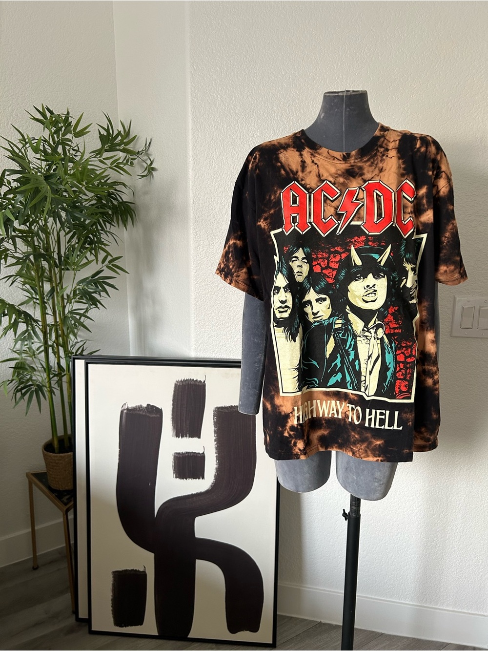 AC/DC Tie-Dye 'Highway to Hell' Band Tee - Black & Brown